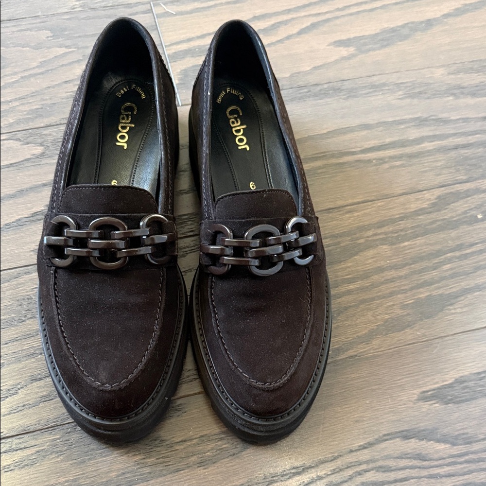 Gabor Women's Dark Brown Loafers with Chain Detail